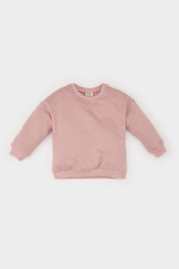 K?z Bebek Bisiklet Yaka Basic Duz Sweatshirt - Defacto фото 2