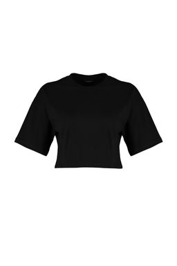 TRENDYOLMILLA Beyaz %100 Pamuk Premium Crop Bisiklet Yaka Orme T-Shirt TWOSS23TS00038  фото 14