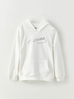 Kap??onlu Atat?rk ?mza Bask?l? Uzun Kollu K?z ?ocuk Sweatshirt