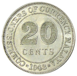 20 центов 1943 года Малайя