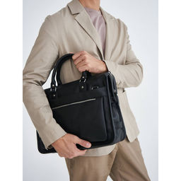 Кожаная деловая сумка для ноутбука Halston Black - Lakestone фото 10