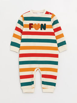 Bisiklet Yaka Uzun Kollu ?izgili Erkek Bebek Tulum