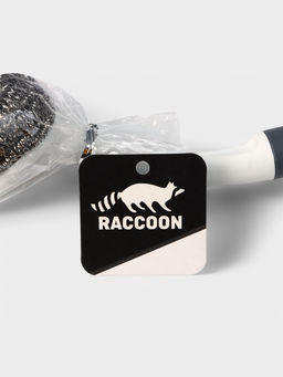 Щётка для мытья посуды с металлической губкой Raccoon Breeze, удобная ручка, 30×6 см