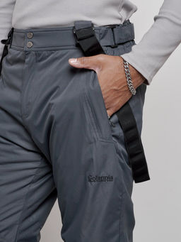 Полукомбинезон утепленный мужской зимний горнолыжный темно-серого цвета 7507TC