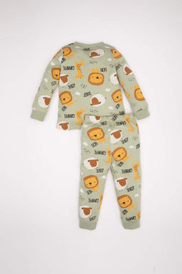 Пижамный комплект из чесаного хлопка с длинными рукавами и рисунком сафари для маленьких мальчиков - Defacto фото 5