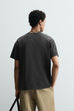 CAMISETA BOXY FIT LAVADA / Antracita oscuro - Zara фото 3