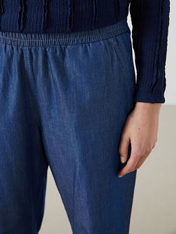Beli Lastikli Wideleg Kad?n Jean Pantolon