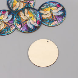 Цена за 5 шт. Декор для творчества дерево Стрекоза. Витраж, 4.64.60.3 см - Арт узор фото 2