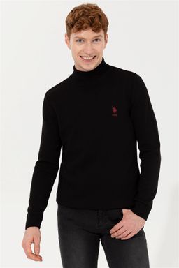 U. S. Polo Assn Мужская черная водолазка базового трикотажа, свитер