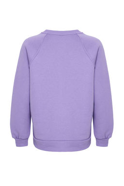 Lila Relaxed/Rahat Kal?p Basic Reglan Kol Bisiklet Yaka Orme Sweatshirt TWOAW24SW00104