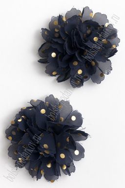 Цветочек шифоновый в горошек 9 см (20 шт) SF-5924, темно-синий №12