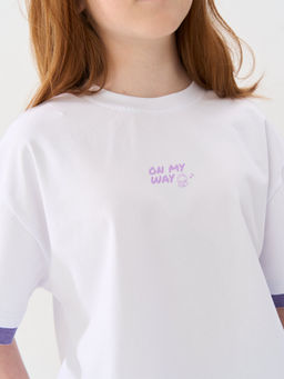 Комплект футболка и шорты "Молоко/Лаванда" с принтом 7+