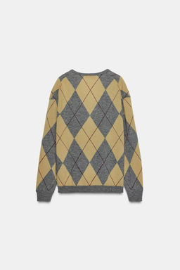 JERSEY 100% LANA ROMBOS / Verde gris - Zara фото 6