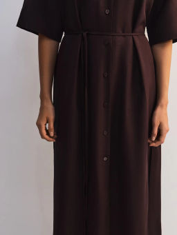 Льняное платье-рубашка с поясом ZR2605012904-27 / Zarina