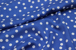 Штапель Россыпь белого гороха (7мм) цв.джинсово-синий, ш.1.45м, вискоза-100%, 90гр/м.кв - Купава фото 6