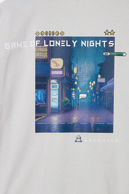 TRENDYOL MAN Siyah Oversize/Genis Kesim K?sa Kol Game Over Bask?l? T-Shirt TMNSS23TS00247 - Trendyolmilla фото 5