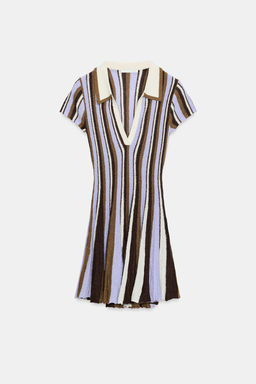 VESTIDO RAYAS CUELLO POLO / Marr?n-Azul - Zara фото 8
