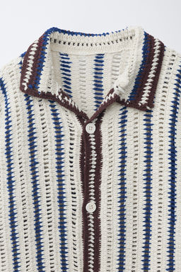 SOBRECAMISA PUNTO CROCHET RAYAS / Marino - Zara фото 5