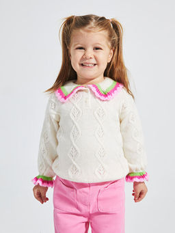 Bebe Yaka Uzun Kollu K?z Bebek Triko Kazak