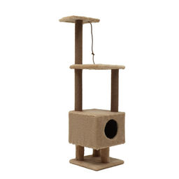 Комплекс для кошек с когтеточкой, с домиком и 2 полками, 37×37×120 см, бежевый