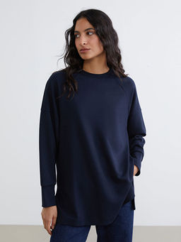 Bisiklet Yaka Oversize Kad?n Sweatshirt Tunik