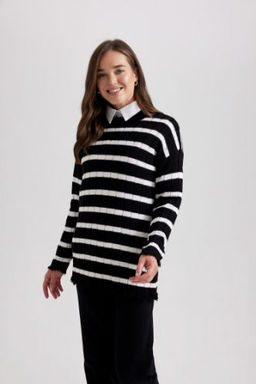 Regular Fit Cizgili Triko Kazak Tunik