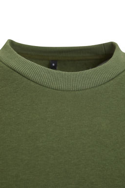 Haki Kal?n Ici Polarl? Regular/Normal Kal?p Bisiklet Yaka Basic Orme Sweatshirt TWOAW24SW00101