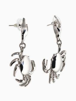 Серьги "Краб", цвет серебро