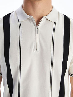 Polo Yaka K?sa Kollu ?izgili Erkek Triko Kazak