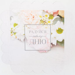 Цена за 5 шт. Коробка для печенья, кондитерская упаковка с пластиковой крышкой, Радуйся новому дню, 18?18?3 см