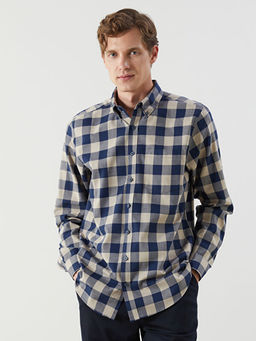 Regular Fit Uzun Kollu Ekose Gabardin Erkek G?mlek