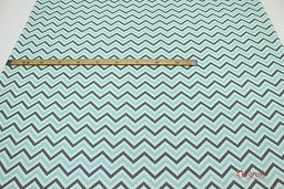 Рогожка Серый зигзаг на мятно-бирюзовом, СОРТ2, ш.1.5м, хлопок-100%, 150гр/м.кв - Купава фото 2