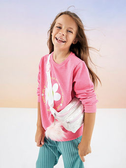 Bisiklet Yaka Bask?l? Uzun Kollu K?z ?ocuk Sweatshirt - Waikiki фото 3