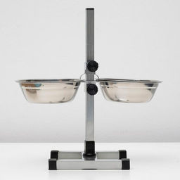 Подставка с мисками, 2×2 л, высота 50 см, разборная с верхним фиксатором, хром