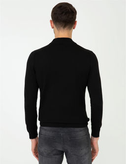 Siyah Slim Fit Yar_m Bal_k__ Yaka Basic Triko Kazak - Pierre cardin фото 4