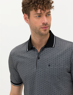 Siyah Regular Fit Bask_l_ Polo Yaka Ti__rt