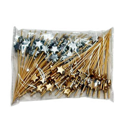 Шампур бамбук 9 см "Звезда" золото/серебро