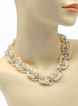 Колье и браслет из циркона с цепью цв.крем, 44см, 22см - Радуга камня фото 2