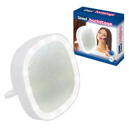 ULK-F71 3AAA WHITE Зеркало карманное с подсветкой. На батарейках 3AАА (не в/к). Белый. ТМ Uniel
