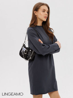 Женское платье с рукавом реглан из футера 2-х нитки Lingeamo графит ВП-11 (33)  фото 11