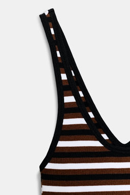TOP TIRANTES RAYAS / marron/blanco - Zara фото 8