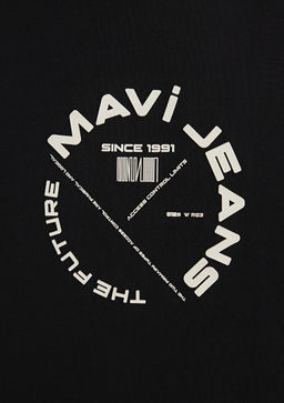 Mavi Jeans S?rt Bask?l? Siyah Tisort  фото 7
