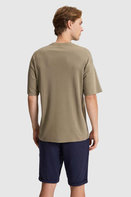 Erkek Haki Comfort Fit Bisiklet Yaka Ti__rt