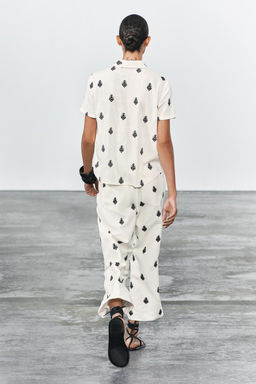 ZW COLLECTION CONTRAST EMBROIDERY CULOTTE TROUSERS - Zara фото 24