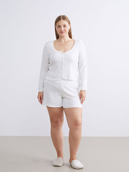 Kalp Yaka Desenli Kad?n ?ortlu Pijama Tak?m?