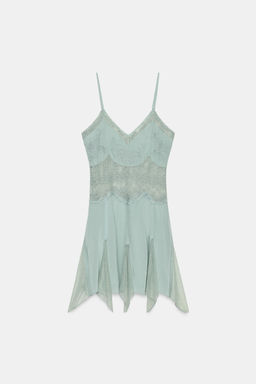 VESTIDO CORTO ENCAJE ZW COLLECTION / Azul pastel - Zara фото 6