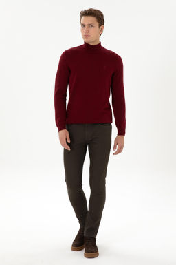 Erkek Slim Fit Yar_m Bo_azl_ Bordo Basic Kazak - U.s. polo assn фото 4