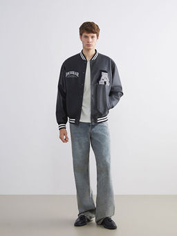 Kolej Yaka Nak??l? Erkek Deri G?r?n?ml? Ceket