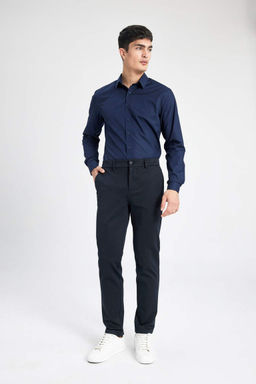 Рубашка Slim Fit с итальянским воротником и длинными рукавами без глажки - Defacto фото 2