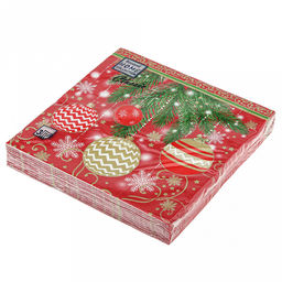 Салфетки бумажные Bouquet Home Collection Classic 33х33см, 3-х слойные, 20 штук в упаковке, 100% целлюлоза, Елочные украшения (Россия)  фото 3